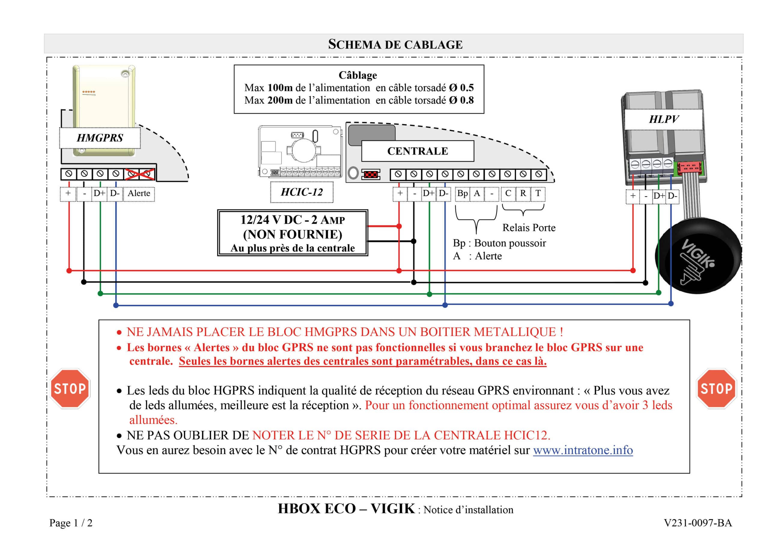 Kit intratone hboxeco-vigik - centrale de gestion 1 porte+1 lecteur vigik +  1 module gsm - gestion accès porte à distance - 12/24v EUROPE AUTOMATISMES  Pas Cher 